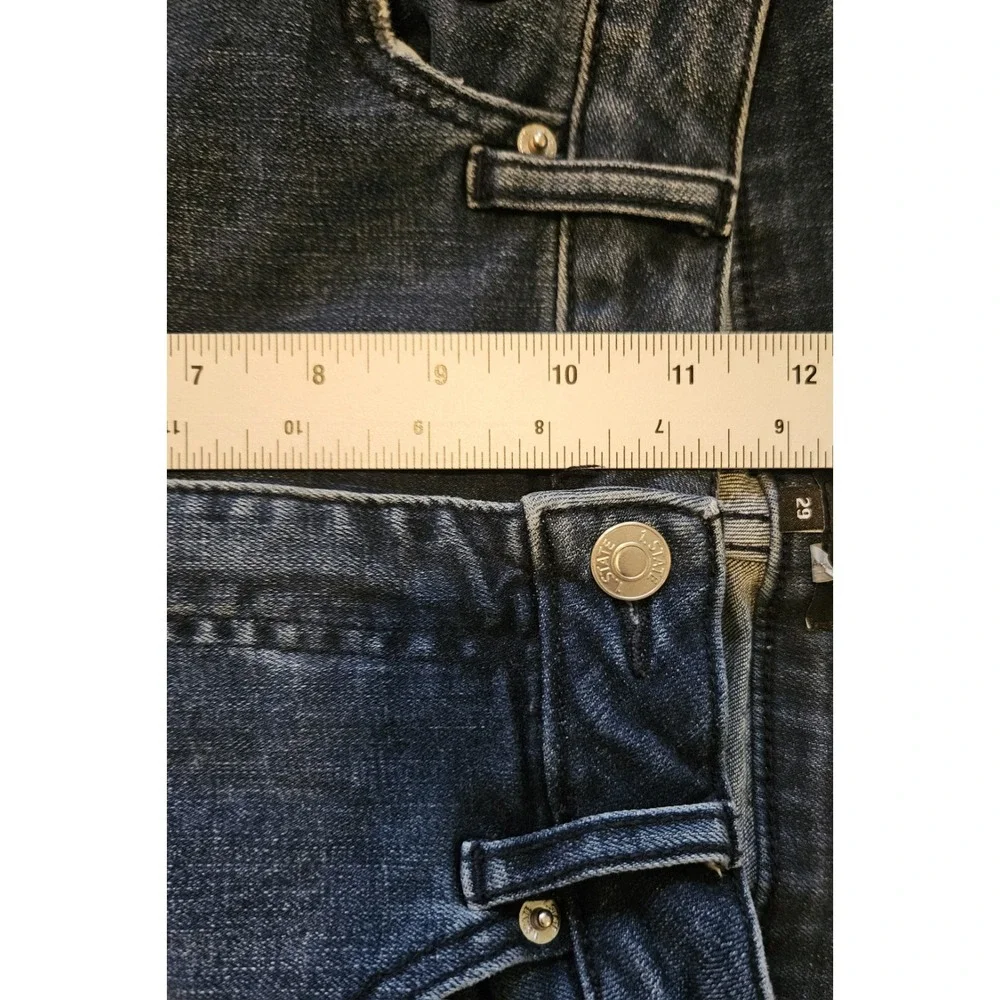 1. STATE SKINNY‎ HIGH RISE Med. Wash Distress Raw Hems Skinny Jeans Sz 29